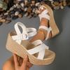 Fashion Cross Band Chunky Platform Sandals Women Fashion Ankle Strap High Heel Sandals Woman 2025 Summer Thick Bottom Wedges Sandalias