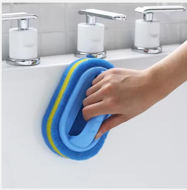 2025 Household Cleaning Brush With Handle Dish Soap Bathroom Kitchen Tub Thicken Scrubbing Sponge Wipe Durable Tools Accessories Home