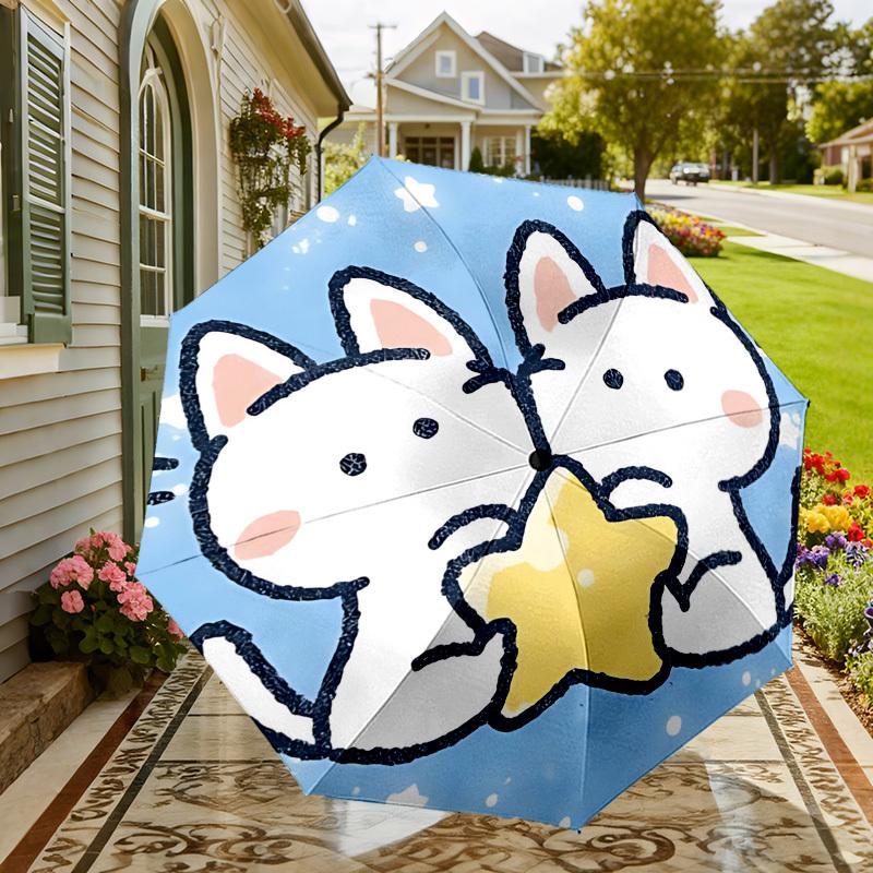 Entzückender Katze Sternenhimmel Regenschirm: Automatisches Öffnen & Schließen, Outdoor-Reiseaccessoire, Perfektes Geschenk 122