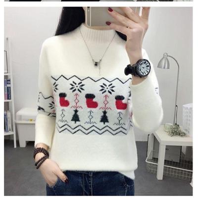 Verdickter lockerer Samt Nerz Kaschmir Pullover für Damen, Strickpullover-Oberteil für Herbst und Winter