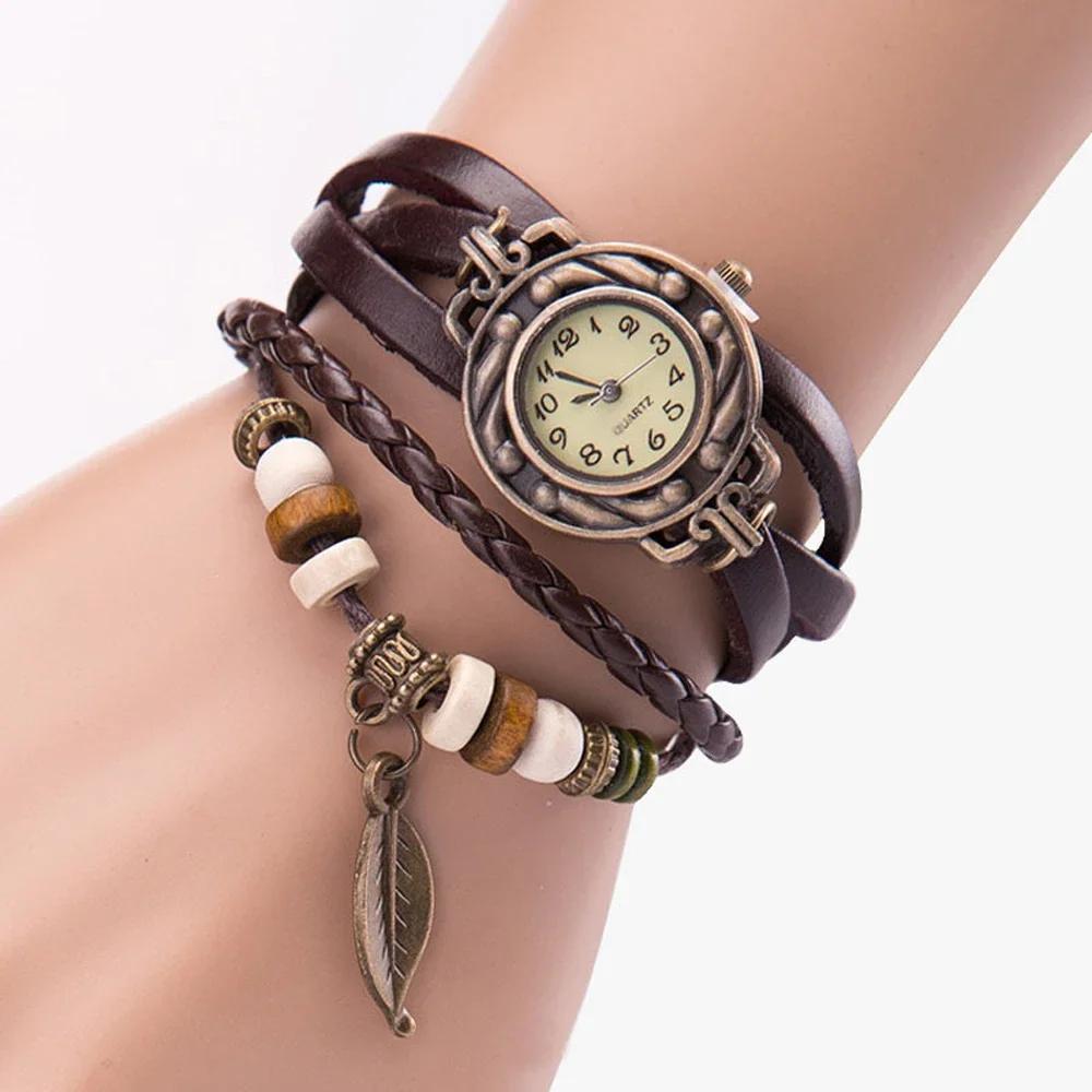 Şık Moda Bayan Elbise Saatleri Kadınlar İçin Vintage Kol Saatleri Deri Bant Küçük Kadran Kadın Kuvars Saat Montre Femme