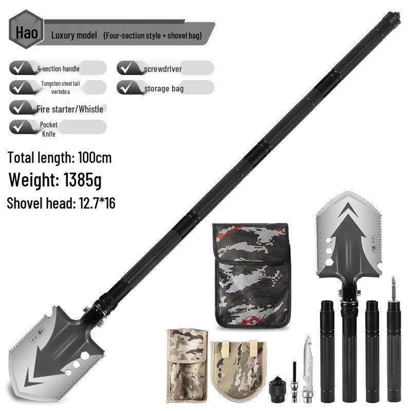 Lang Shen Multifunctional German Steel Entrenching Tool: Outdoor Self-Defense, Folding Shovel for Fishing and Military Use