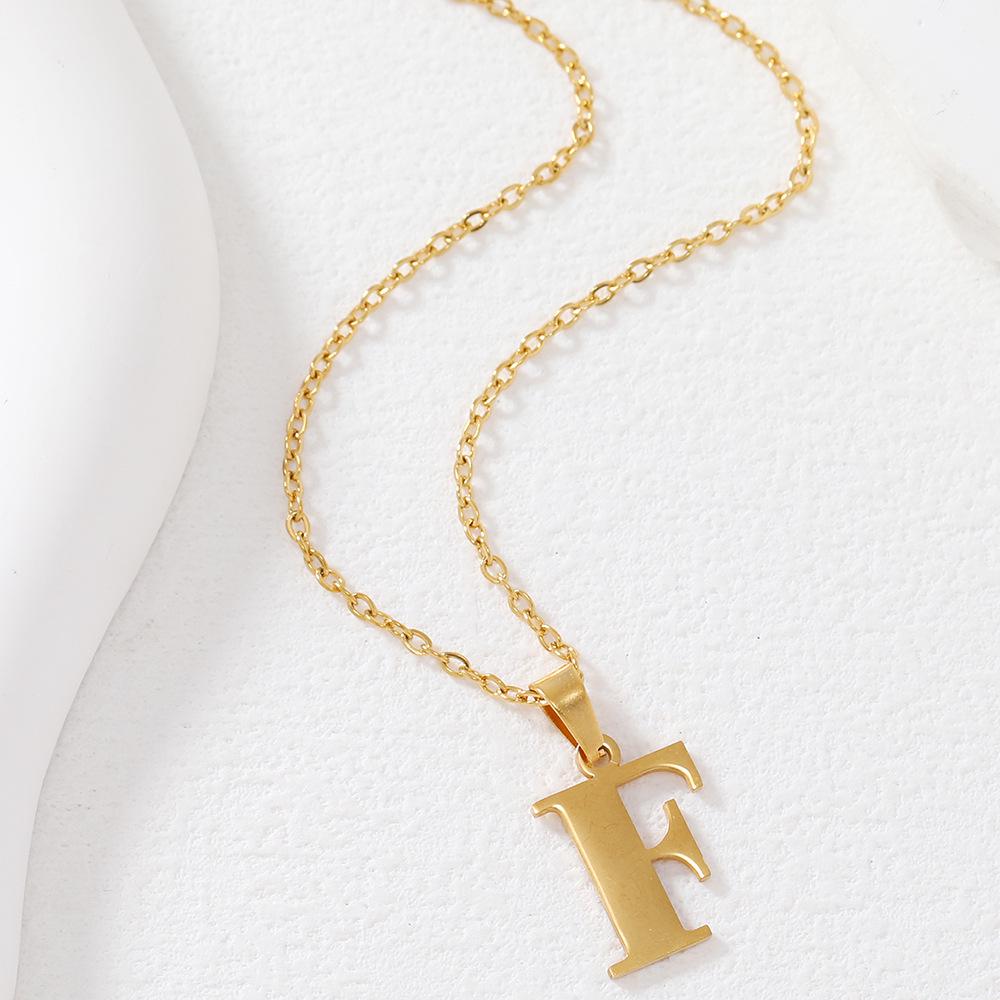 Polished Stainless Steel Alphabet Necklace - Women's Daily Wear Clavicle Chain