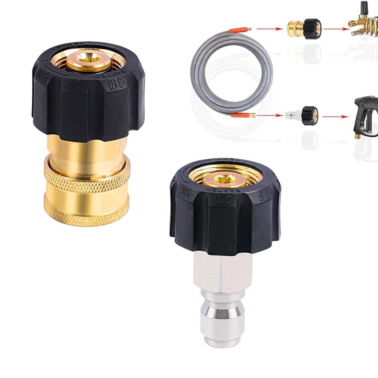 Heavy Duty Pressure Washer Adapter Set M22 14mm to 3/8inch Quick Connect Coupler Brass Hose Pump Thread Conversion