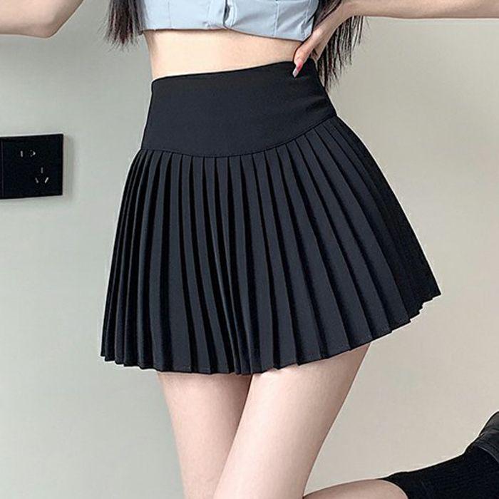 

Женская плиссированная миди-юбка в студенческом стиле, весна/осень 2025, А-силуэт, миниатюрный стройнящий дизайн с высокой талией L чёрный