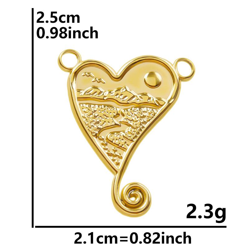 6pcs/Lot Different Heart Pendants For Jewelry Making Supplies 18k Real Gold Plated Stainless Steel Charms Bulk Sun Flower Charm