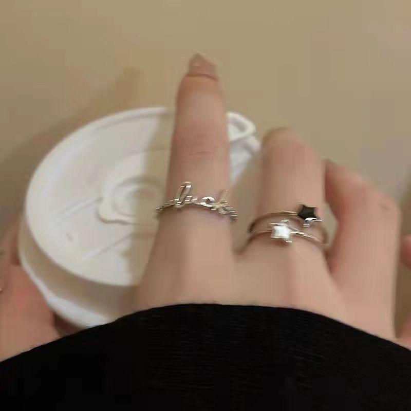 Fashion Y2k Accessories Open Ring Star Zircon Crystal Rings for Women Girls Double Layer Aesthetic Grunge Jewely Set