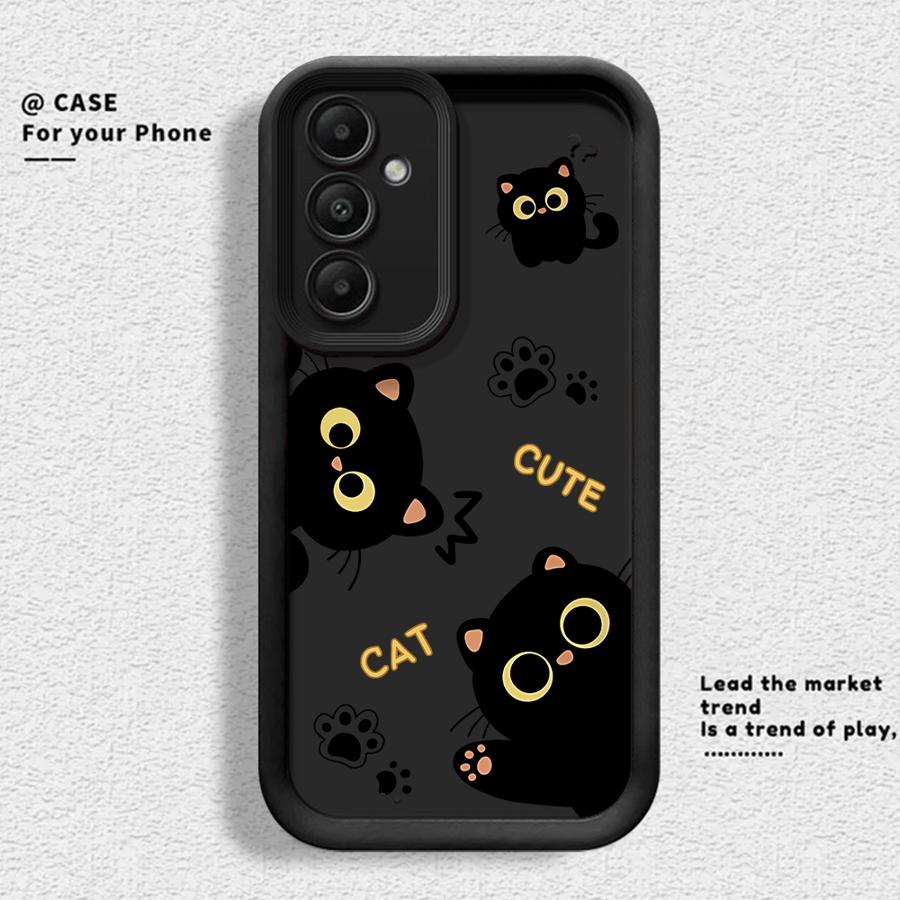 

Phone Cover Case for Samsung Galaxy A34 A53 A54 A71 A72 A26 A32 A15 A16 A23 A51 A73 A56 A12 A13 A35 A36 Lovely Cartoon Black Cat Galaxy A36 5G