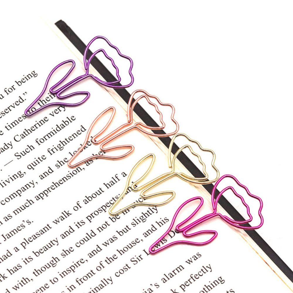 10PCS/Set Metal Flower Bookmark Colored Mini Paper Clip Smooth Meeting File Clip  Book Marking