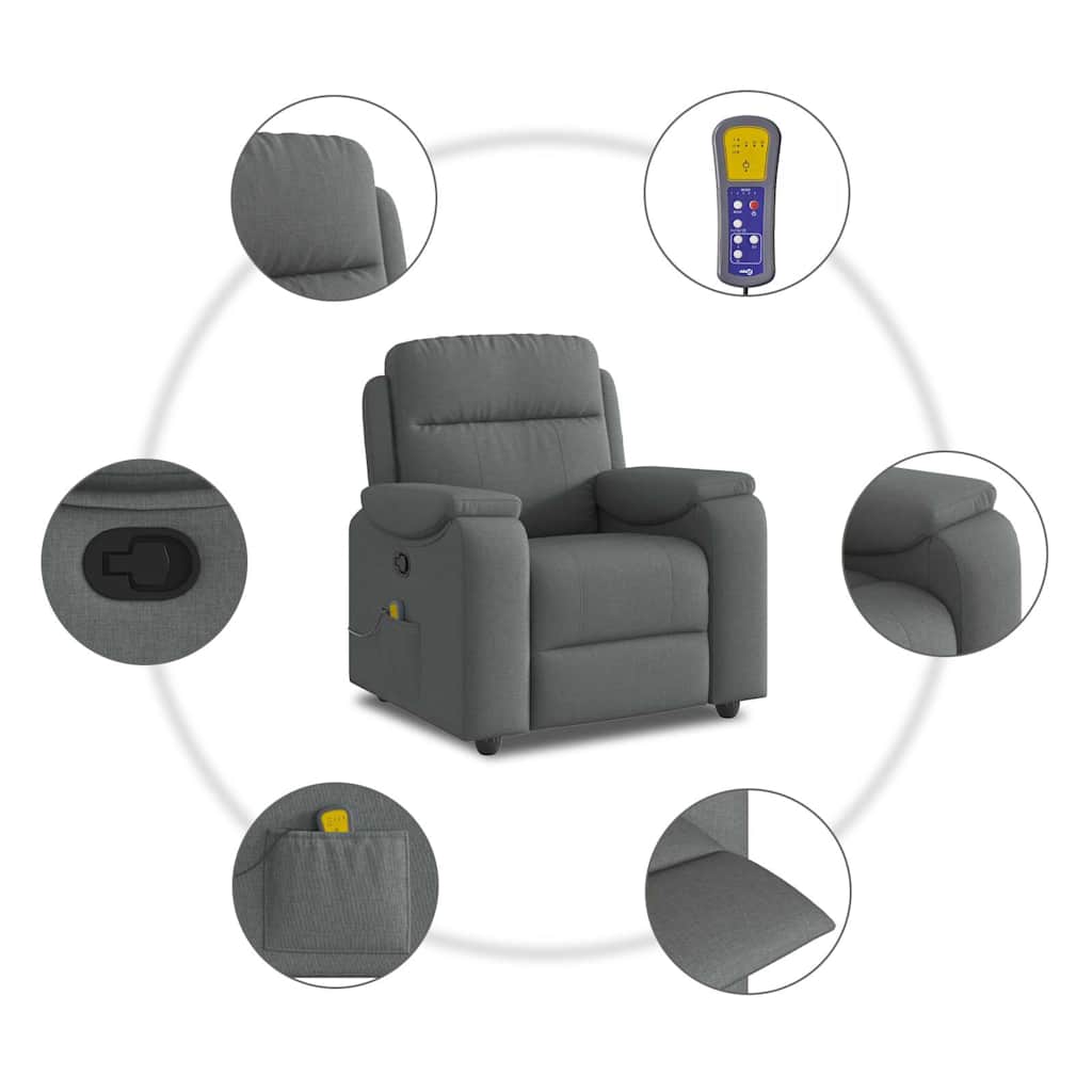 Massage Chair Dark Gray Fabric
