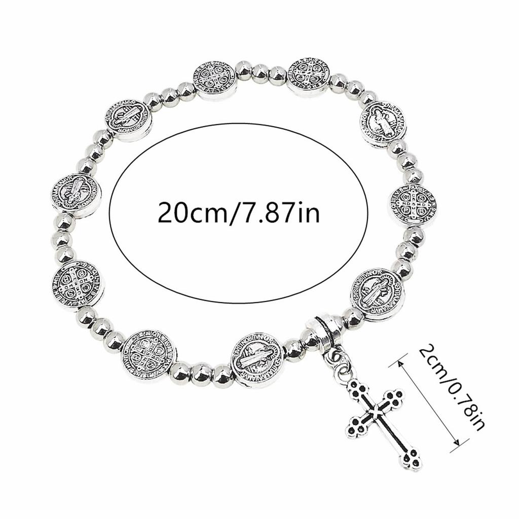 Retro Elastic Bracelet Cross Charm Bracelet Alloy Material for Daily Party