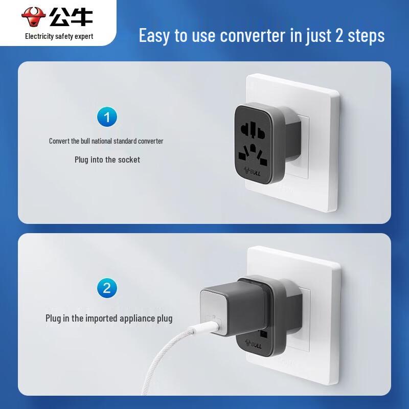 BULL International Travel Plug Adapter CN Plug (adapter Included)