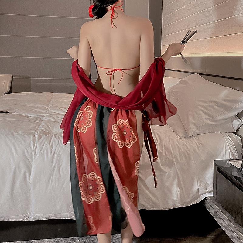 Large Size Erotic Underwear Women's Ancient Style Flying Ancient Costume Court Style Pure Desire Hanfu Belly Pocket Temptation