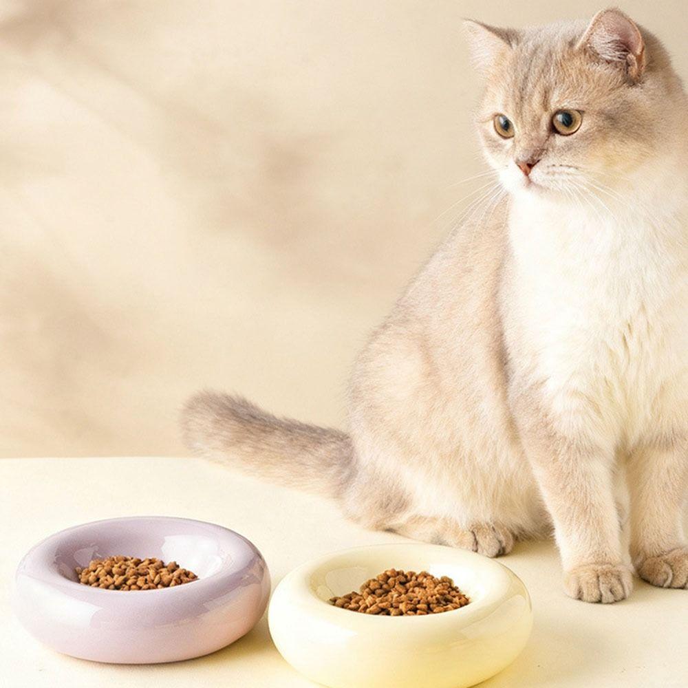 Gladde Keramische Kattenbak Hoge Esthetiek Huisdier Voerbak Huisdier Waterbak Donut-Vormige Kattenbak Huis