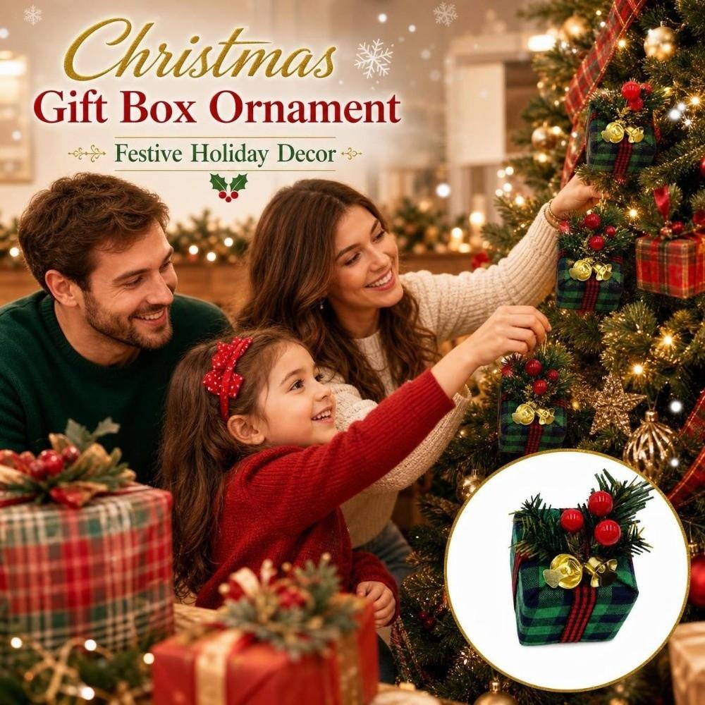 Mini Christmas Gift Box Ornament Artificial Hanging Gift Pendant Holiday Festive