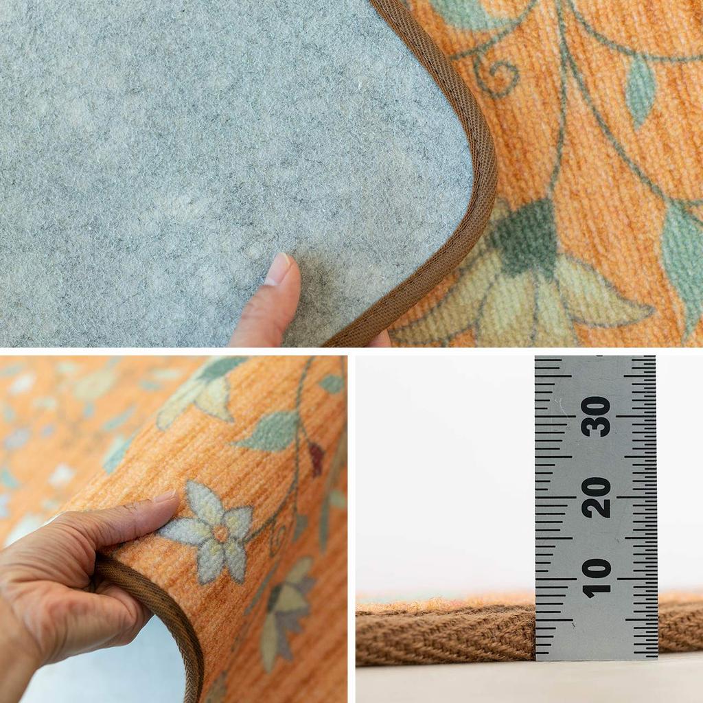 sayang sayan Washable Flower Print Kitchen Mat Kitchen Hallway Prima 45x240 Orange