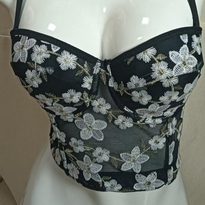 Sexy underwear French fishbone bra embroidered lace underwear big chest small anti-sagging bra set 34 чёрный