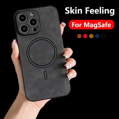 Vintage Magnetic Leather Pattern For Magsafe Case For Iphone 14 13 12 11 Pro Max Plus Xr Xs X 8 7 Retro Wireless Charge Funda