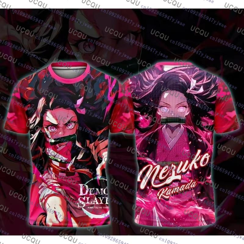 Bandai Anime Demon Slayer Tshirt Nezuko Kamado 3D Print Mens T Shirt Casual Streetwear Anime Fans Bandai Cosplay Tshirt