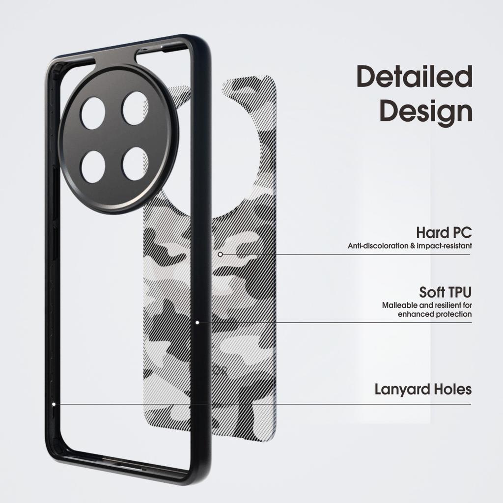 (Comes with Wrist strap)IBMRS for Honor X60 Pro Case,Non-Yellowing Shockproof Phone Cover, Anti-Scratch Clear Back Camo (Clear)
