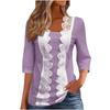 Women's Casual Fashion Lace Shirt Three-quarter Sleeve Top