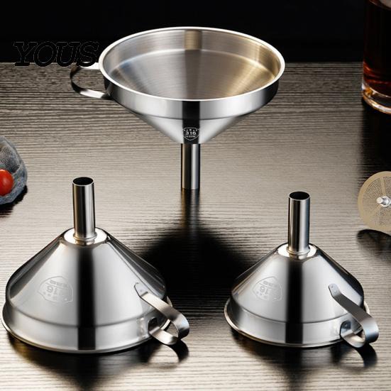 Wide Mouth Funnel with Filter Stainless Steel Detachable Strainer, Anti Spill Oil Professional Cooking Set Ergonomic Handle, Narrow Bottles
