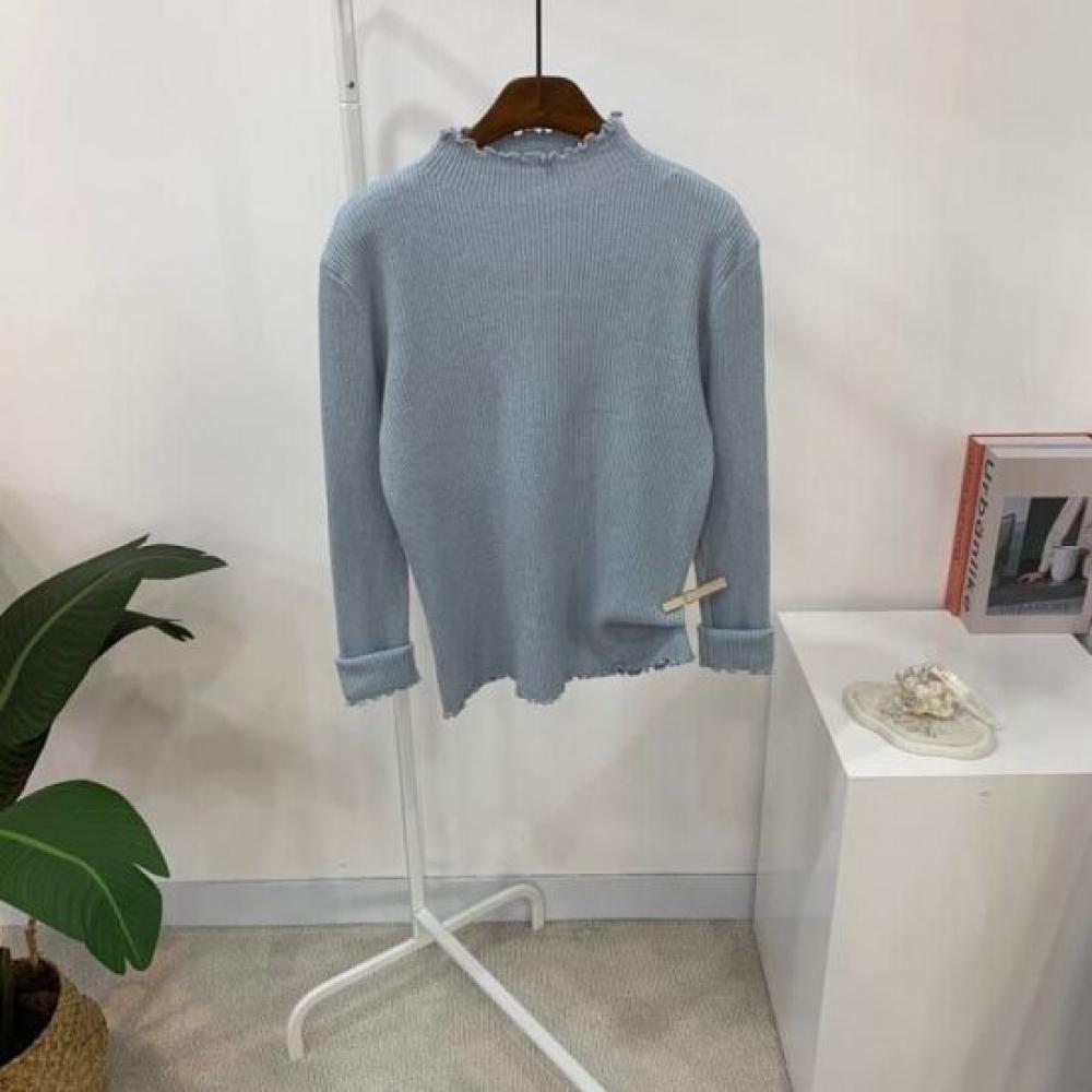 C S In The Room Spee Frill moCk neCk Rib Knit Long Sleeve 5ColorS