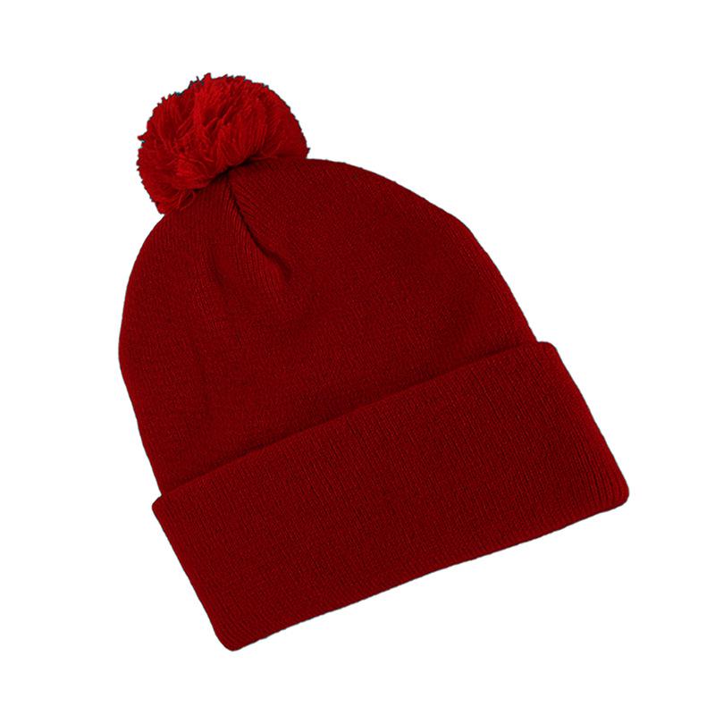 

European and American Adult Winter Pom-Pom Knit Hat | Versatile Solid Color Wool Pullover for Men and Women S (54-56cm)