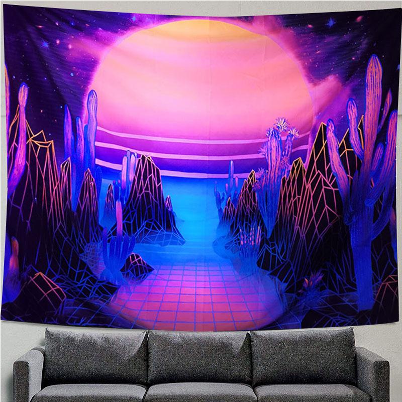 UV Fluorescent Tapestry Starry Sky Print Wall Hanging Art Home Decor
