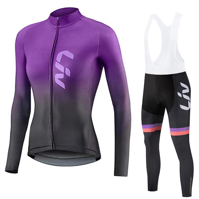 LIV Jersey de Manga Larga para Bicicleta para Mujer Delgado Alta Elasticidad Transpirable Culotte de Ciclismo Equipo Profesional Bicicleta de Carretera MTB Ropa de Ciclismo