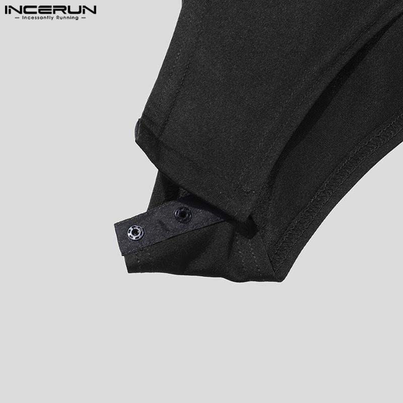 INCERUN Pánské trikotové kombinézy s dlouhým rukávem, síťovinou, průhlednou