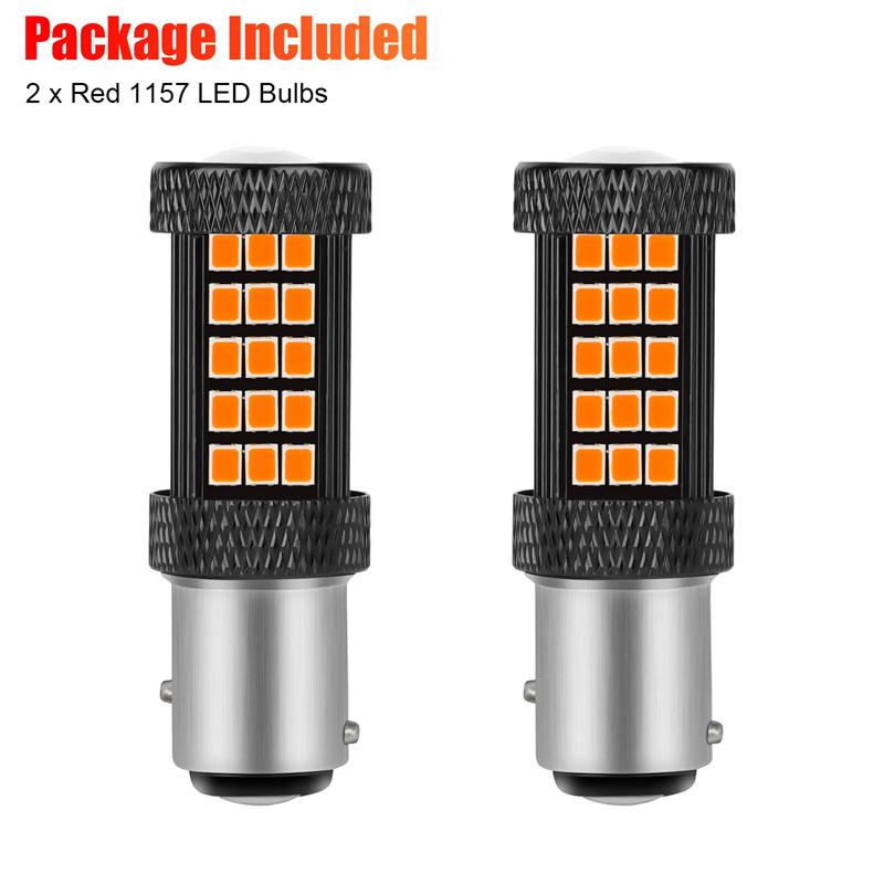 2Pcs 1157 66Led Red Strobe Flashing Blinking 2835 Smd Brake Stop Tail Parking Light Bulbs