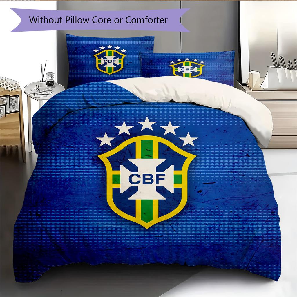 Brazil national football team  Pattern Bedding Quilt Set  Home Decoration  Gift (1 * duvet cover + 2 * pillowcase  without core)