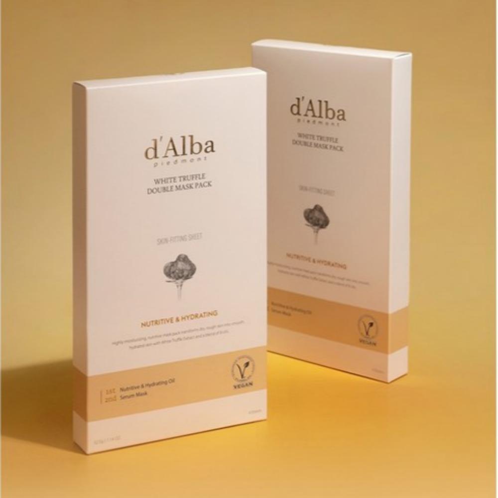 d'Alba White Truffle Double Mask Pack (Nutritive & Hydrating), 4 Sheets