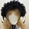 Victorian Lace Straw Bonnet Hat Dark Series Hat With Adjustable Tie and Ribbon Bowknot For Women Anime Theme Event Wear