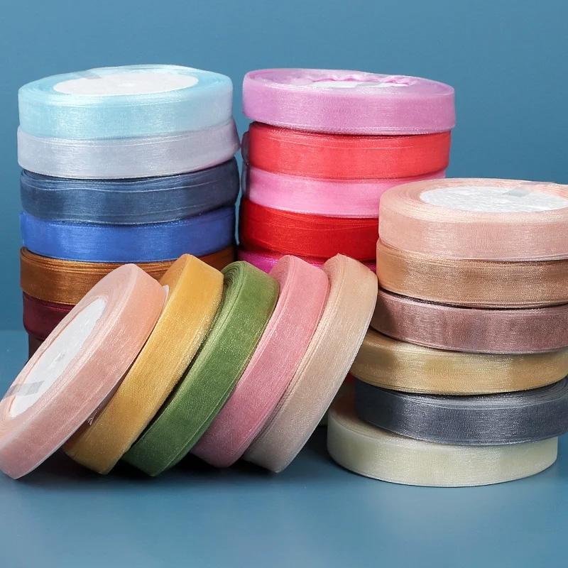 50yards Braided Hair Ribbon Binding Bow Ties DIY for Gift Wrapping 2.5cm Floral Bouquet Decorative Tulle Ribbon