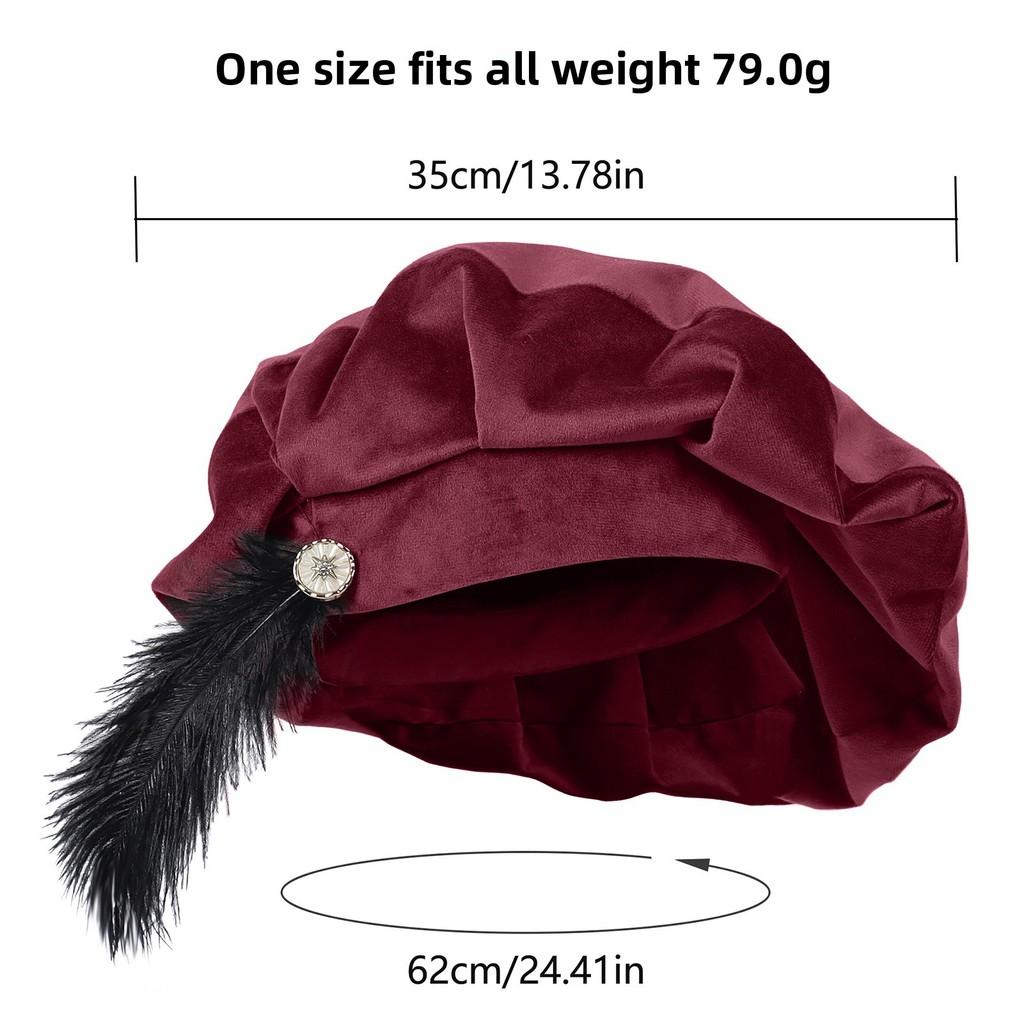Medieval Renaissance Mens Feather Muzzle Hat With Print Design For Cosplay And Vintage Fashion