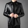 Men's Leather Jacket Men's Autumn New Style Oil Leather Middle-aged Fashion Business Lapel PU Leather Handsome Men's Jacket Trend