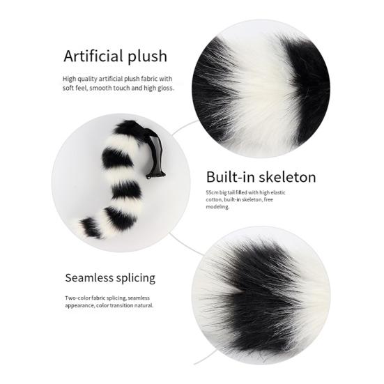 Cosplay Fake Fox Tail Soft Fuzzy Plush Banded Contrast Color Adjustable Waist Circumference Elastic Band Performance Club Dance Paty Costumes