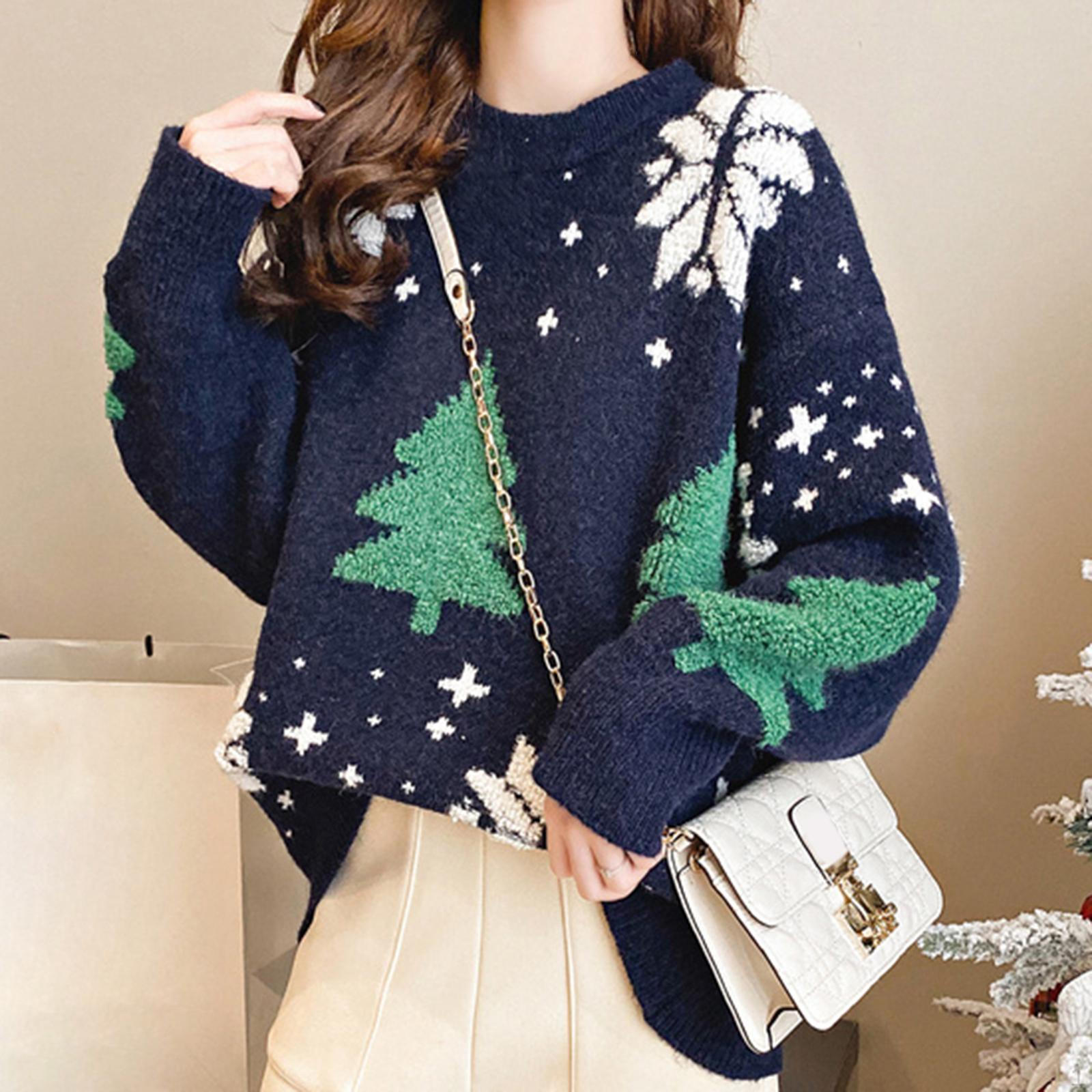 

Christmas Sweater Long Sleeve Breathable Casual Knitwear Womens Pullover Top for 61cm темно-синього кольору
