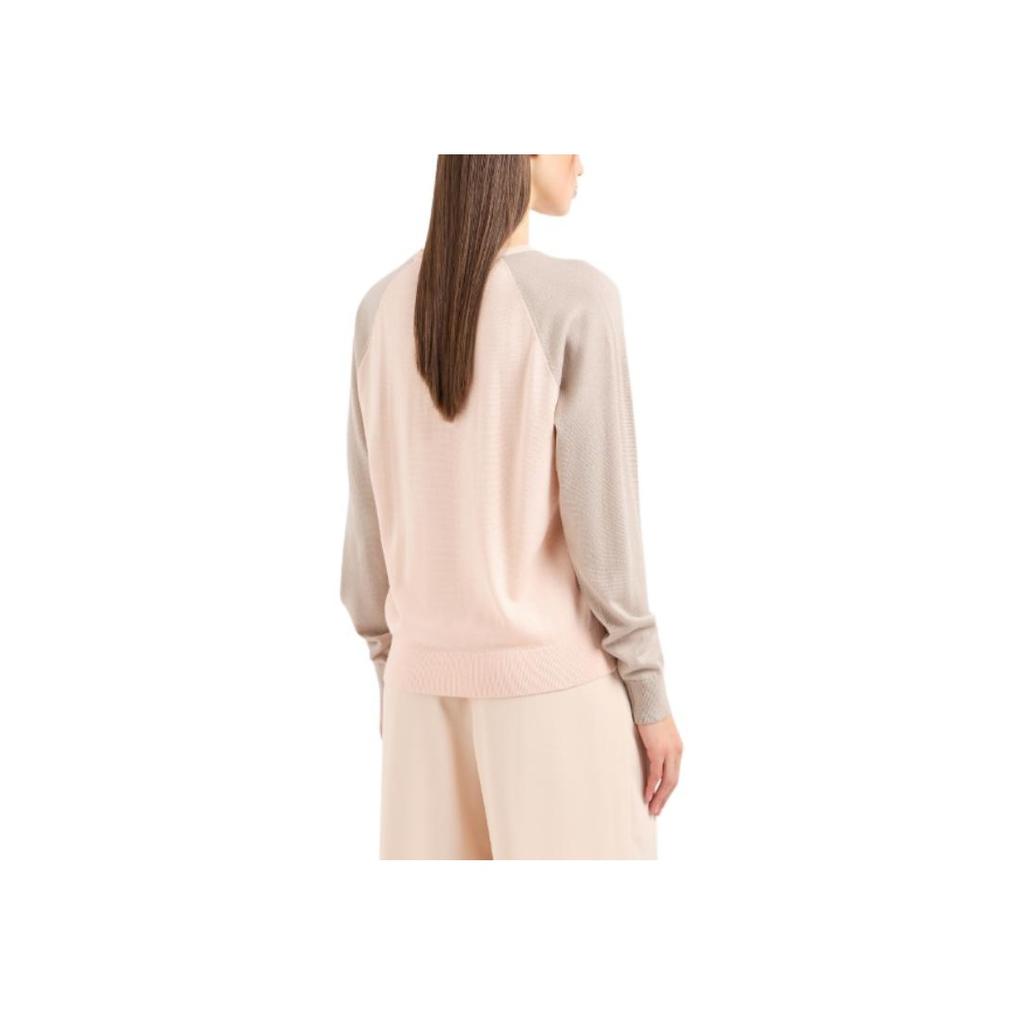 Armani Exchange SS24 Logo Embroidered Round Neck Sweater Women sweater Beige 3DYM1P-YME3Z-24AR