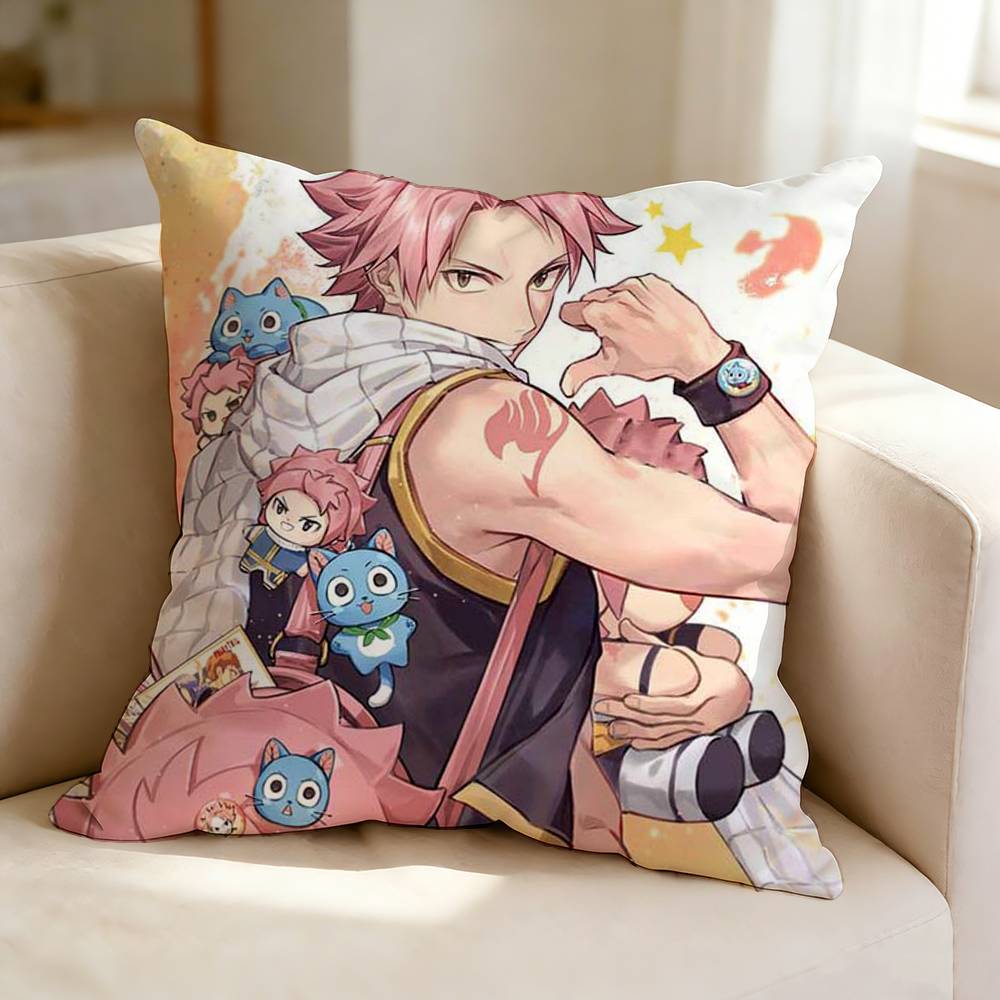 Adventure Anime F-Fairy T-Tail  Square Double-Sided printed Pillow Case Bedroom Bedside Pillow Sofa Cushion Cover