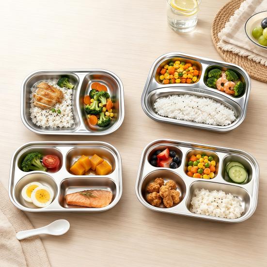 Compact Food Organizer for Commuters 304 Stainless Steel Bento Box, Divided Lunch Container with Cutlery Adults Box Students, Leak Proof Microwave