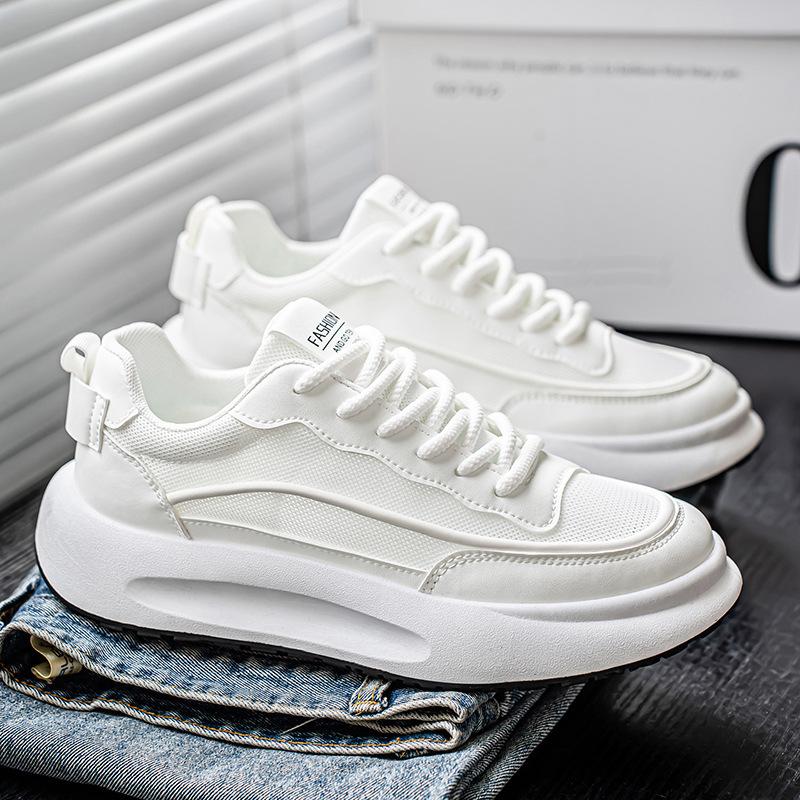 

Men s shoes new summer breathable versatile casual shoes lightweight soft sole thick sole heightening board shoes wear-resistant sports white shoes 44 белый