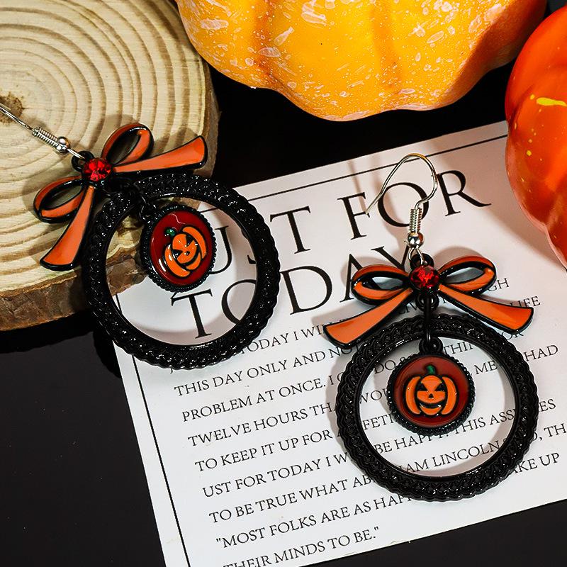 Halloween Cartoon Earrings: Pumpkin, Ghost & Bat Dangles for Women