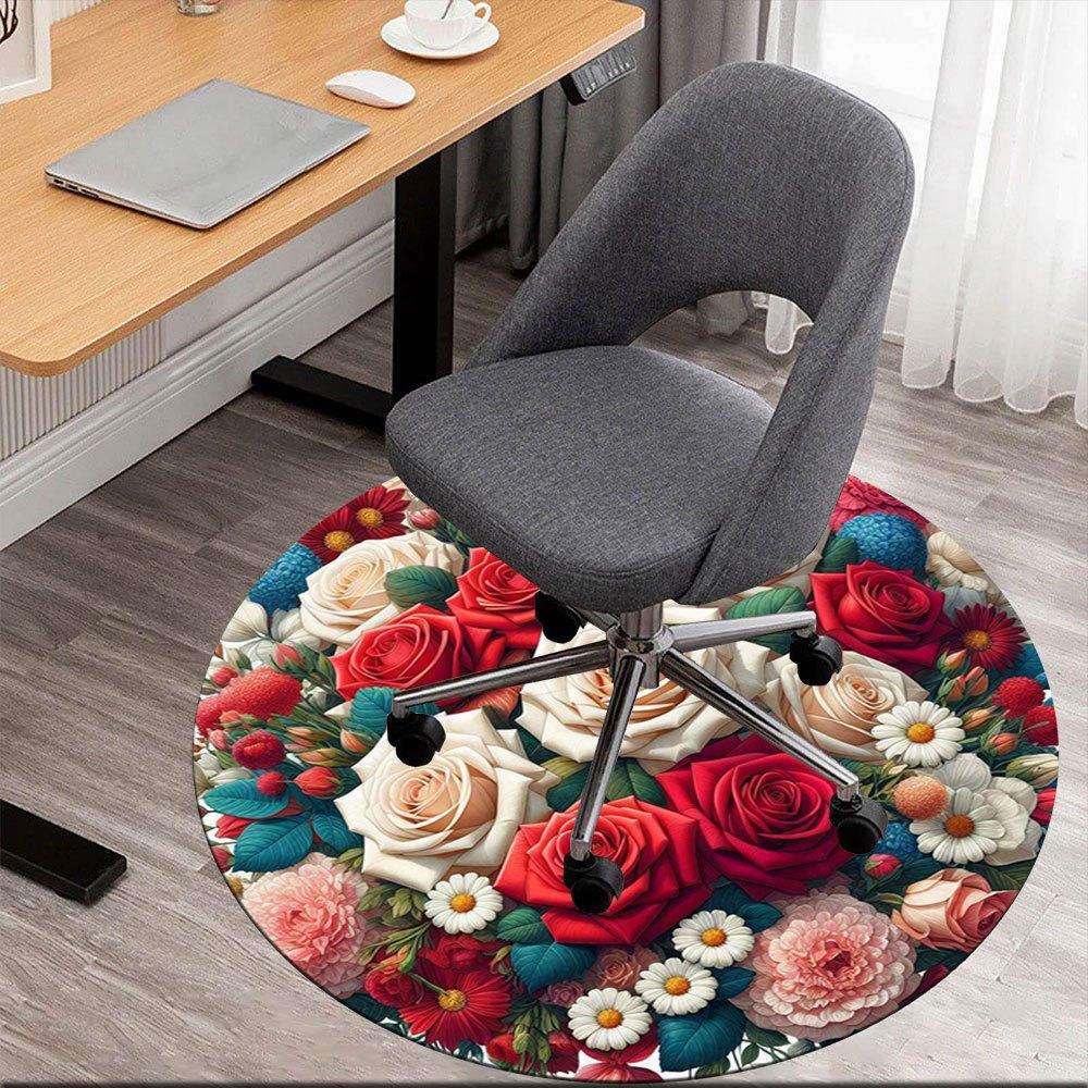 

Floral Elegance: A Bouquet of Roses, Daisies, and Peonies for Any OccasionRound Non-Slip chair mat chair carpet for office Rugs for Office Decor Gift 80cm by 80cm