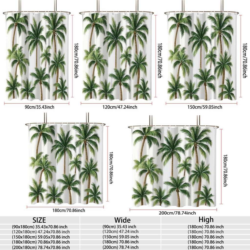 Tropical Palm Tree Shower Curtain Bathroom Decoration Waterproof Print Shower Liner Tropical Palm Tree Shower Curtain Bathroom