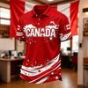 Men's Soccer Fan Polo Shirt Canada Themed Short Sleeve Breathable Mesh Fabric Lightweight Comfortable Fit Collar Buttoned Front