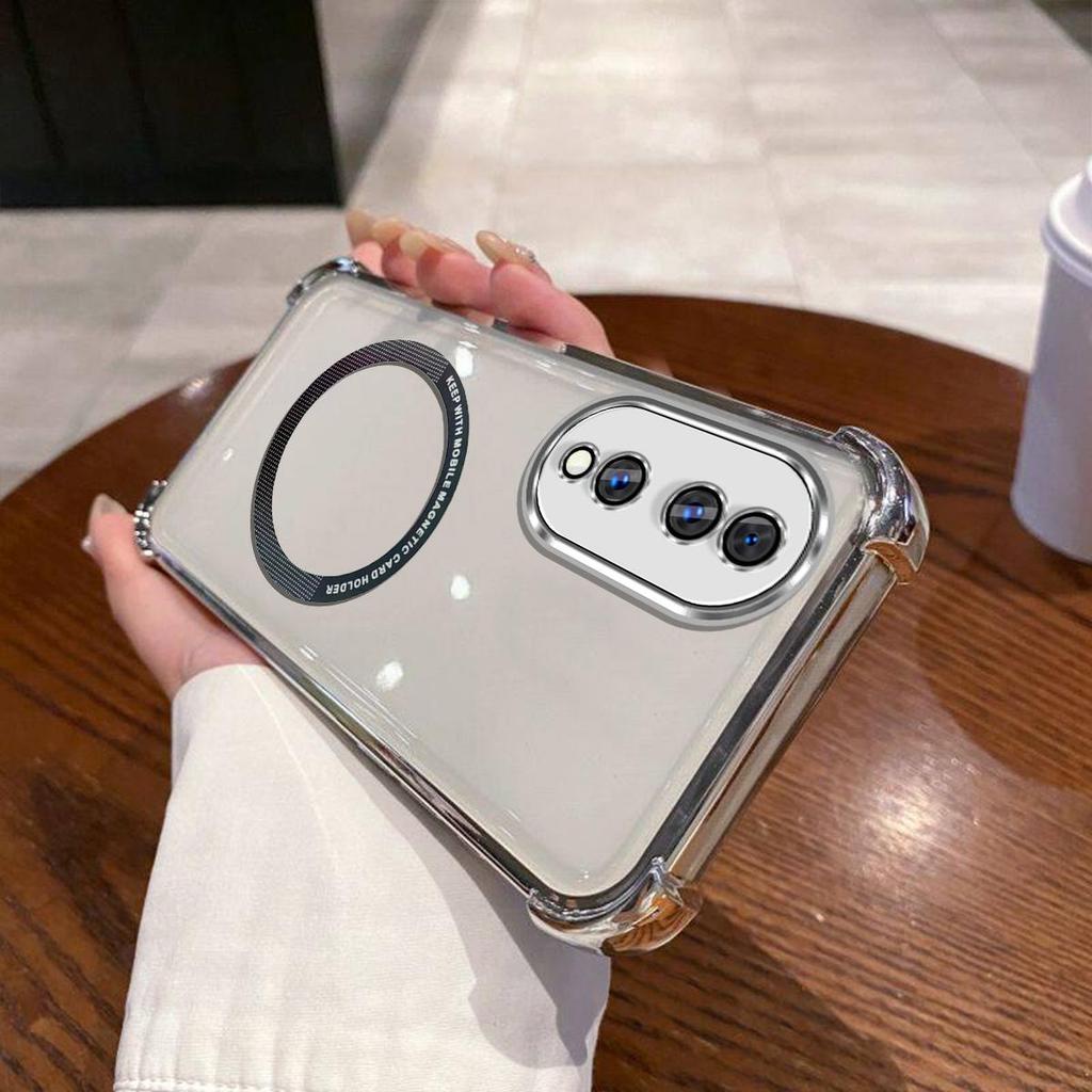 Case for HONOR 70,70 5G,70 Pro,70 Pro+ Clear Magnetic Casing Electroplated Lens Frame Phone Cover