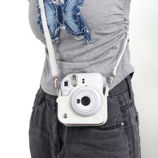 

Винтажная сумка для фотокамеры Yousheng, дизайн в шахматном порядке, противоударный, водонепроницаемый, с плечевым ремнем, защитный чехол из искусственной кожи для Polaroid Mini12